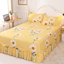 Bed Skirt Aloe Vera Cotton Fabric Anti-Slip Include Pillowcase Decorative Bedroom For A Good Sleep At Home