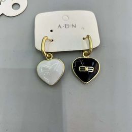 jewelry b earrings B letter double-sided love drop glaze earrings for female minority three-dimensional black white peach heart earrings ear buckle
