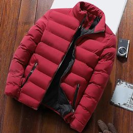 Mens Down Parkas Men Winter Coat Padded Thick Zipper Closure Stand Collar Long Sleeve Windproof Soft Warm Cold Resistant Jacket 231018