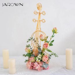 Decorative Flowers JAROWN Golden Violin Floral Plating Flower Stand Wedding Desktop Centrepiece Decoration Home Party Artificial Decor