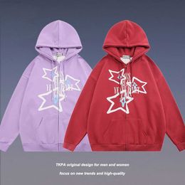 Mens Hoodies Sweatshirts Tkpa Fashion Brand Dopamine Sweet Cool Print Couple Hooded Sweater Hip Hop Street Cardigan Coat Men