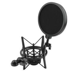 New Microphone Shock Mount Stand Holder with Integrated Pop Filter Screen Microphone Mic Professional Shock Mount3940308