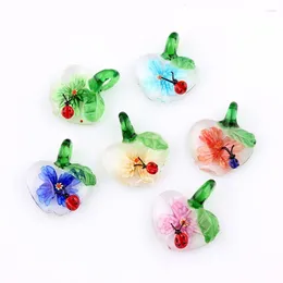 Pendant Necklaces Qianbei Sell Lovely Apple Insect Wholesale 6pcs Handmade Murano Lampwork Glass Mix ColorFit Necklace Jewellery Gift