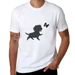 Men's Polos Charcoal Lab Puppy Chasing Butterfly T-Shirt Black T Shirts Custom Shirt Heavyweight Plain Men