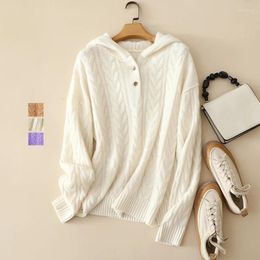 Women's Sweaters Masigoch Winter Fashion 8ply Thick Warm Luxury Cashmere Cable Kknit Hooded Sweater