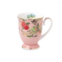 Mugs Ceramic Mug Large 300ml Bone China Coffee Milk Cup Retro Chinese National Wind Drink Vessels European Floral Home Couples