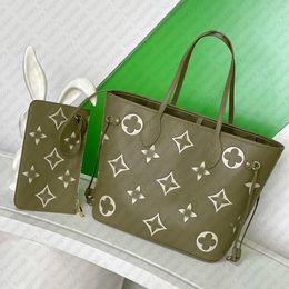 Designer Women Handbags Luxury Tote Handbags Classic Brand the Tote Bags Mirror Quality Shoulder Bags embossed flower Clutch Purse Bags Shopping Bags 2pcs/set Green