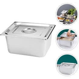 Dinnerware Buffet Pan With Lid Stainless Steel Canteen Container Basin For Restaurant Dishwasher