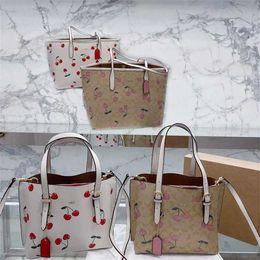 Fashion Designer Bags Cach Letter Totes Cherry Print Luxurys Handbag Leather Shopping Womens Tote Bag Cross Body Crossbody Evening Purse 230130