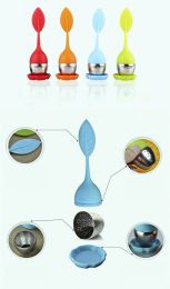 Tea Infuser Food Grade Leaf Shape Silicone Infuser Make Tea Infuser filer Creative Stainless Steel Tea Strainers Free Shipping LL