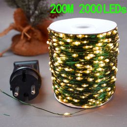 Christmas Decorations 200M 100M 50m Christmas Tree Fairy Lights String Outdoor Waterproof Garden Party Lighting Street Decoration for Christmas 231019