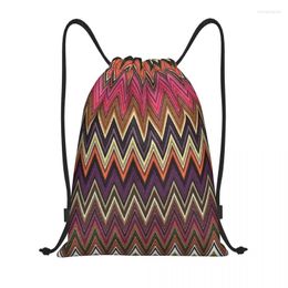 Shopping Bags Home Zigzag Multicolor Drawstring Backpack Women Men Sport Gym Sackpack Foldable Boho Camouflage Bag Sack