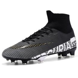 Athletic Outdoor Men's Long Spike Football Boots Adult FG/TF Soccer Shoes Non-Slip Kids High Ankle Cleats Professional Grass Soccer Sneakers 231018