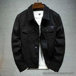 Men's Jackets Autumn High-quality Men's Denim Jacket White Black Blue Fashion Casual Button Stretch Street Personality Denim Jacket S-5XL R231019