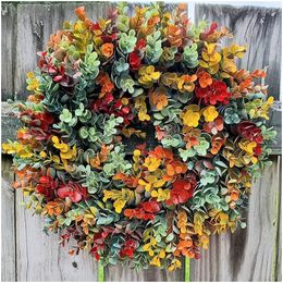 Christmas Decorations Artificial Plants Autumn Eucalyptus Wreaths Background Wall Window Wedding Party Year for Home Garden 231018