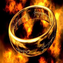 Men's the Lord of the Ring power pure tungsten steel gold plated rings power finger Ring277O