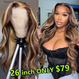 Synthetic Wigs Highlight Wig Human Hair Body Wave Lace Front Wig 30 Inch Lace Front Wig Hd Transparent Lace Frontal Wig 180 Density T Q231019