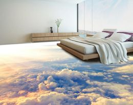 3d floor painting wallpaper High-altitude clouds 3D flooring pvc self-adhesive wallpaper 3d flooring