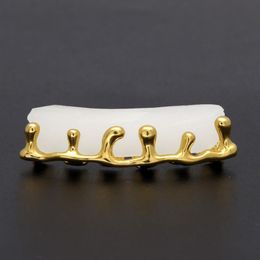 New Custom Fit Gold Colour Hip Hop Teeth Drip Grillz Caps Lower Bottom Grill Silver Grills2210