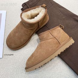 Winter Boots Fur platform Ladies Snow Real Sheepskin Wool Low-cut Warm Shoes Man and Women Short Super Mini mens womensuggslies6