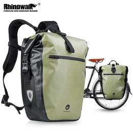 Panniers Bags Rhinowalk Bicycle bag Pannier 100% Fully Waterproof 27L Big Bike Bag capacity Multifunctional Rear Rack Pannier Bag Cycling Bags 231018