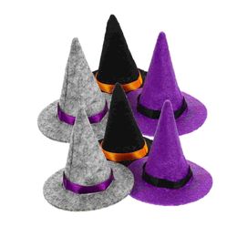 Halloween Toys 6 Pcs Bottle Cover Small Decor Decorative Halloween Mini Hat Room Lovely Sleeves Felt Cloth Witch Hats Supplies 231019