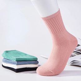 Kids Socks 5 Pairslot Autumn Winter Thick Cotton Solid Color Soft Breathable Deodorant Massage Midtube for Girls 231019