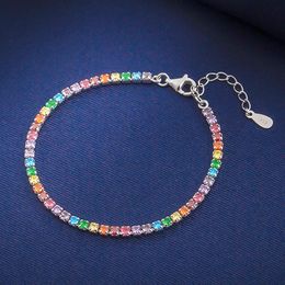 Bangle WPB S925 Sterling Silver Tennis Bracelet Bright 2.5mm Diamond Rainbow Bracelet Woman Luxury Jewellery Wedding Gift Banquet 231018
