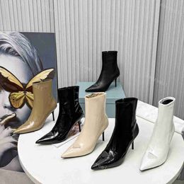 Monolith Re-Nylon Boots Designer Combat Boot Women High Heel Leather Ankle Martin Boots Stiletto Heel Pouch Battle Shoes Winter Platform Shoe