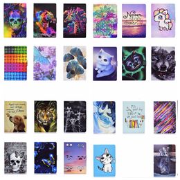 28Designs Leather Wallet Tablet Cases For Samsung Galaxy A9 Tab A9 Plus 2023 Giraffe Flower Leaves Butterfly Skull Tiger Cat Marble Flower Card Slot Holder Pouch