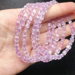 Link Bracelets Natural Kunzite Cube Bracelet Reiki Gemstone Fashion Jewellery Fengshui Women Healing Lucky Energy Gift 1pcs