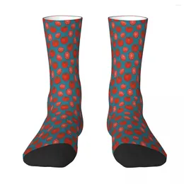 Men's Socks Red Heirloom Tomato Pattern Sock Men Women Polyester Stockings Customizable Hip Hop