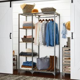 Storage Boxes Farmhouse Gray Wood And Metal Garment Rack