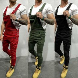 Styles Fashion Men Denim Dungarees Jumpsuit Ripped Jeans Overalls Cargo Long Pants Trousers Trousers237B