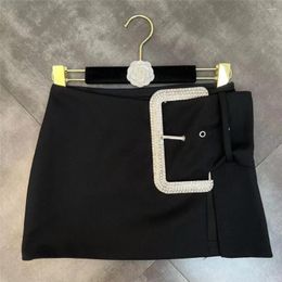 Skirts 2023 Summer Diamond Buckle Decoration Slim Dark Half Skirt High End Design Sense