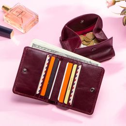 Waist Bags Contacts Genuine Leather Small Wallet Women Short Card Holder Wallets for Women Hasp Coin Purse Mini Clutch Bag Portfel Damski 231019