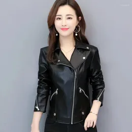 Women's Leather Genuine Jacket 2023 Motorcycle Real Sheepskin Coat Ladies Moto Biker Zipper Outerwear