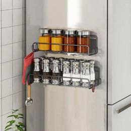 Kitchen Storage Wall Hanging 2Pcs Racks Large Capacity Organisation Strong Load Bearing Magnetic Spice For Side Of Refrigerator