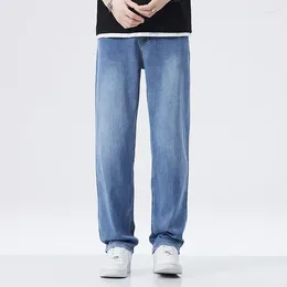 Men's Jeans Summer Soft Lyocell Fabric Lightweight Baggy Denim High-end Loose Straight Cargo Pants Men