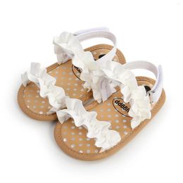 Sandals Infant Baby Girl Shoes Toddler Flats Premium Soft Rubber Sole Anti-Slip Summer Flower Lace Crib First Walker