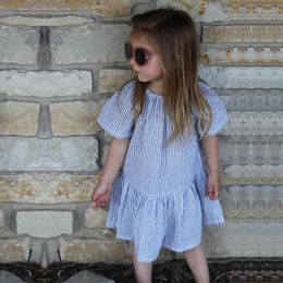 Girl Dresses Clearance Sale Girls' Short Sleeve Ruffles Plaid Dress Summer Children's Clothing Casual Cotton Handmade Kids Girls