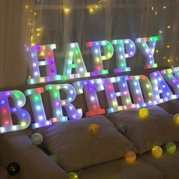 Christmas Decorations Colourful LED Marquee Letter Lights with Remote Luminous Number Lamp Party Bar Sign Night Light Wedding Party Christmas Decor 231019