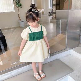 Girl Dresses 2023 Summer Baby Girls Princess Short Sleeve Korean Style Lace Collar Toddlers Kids Cotton Cute Dress