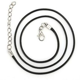 Black Wax Leather Snake Necklace Beading Cord String Rope Wire 18inch For DIY Jewellery 200pcs lot W9 278f