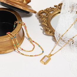 Ожерелья с подвесками, водонепроницаемые, стильные, крутые, модные, милые, цветные, из бисера, из натуральной ракушки, квадратное ожерелье, модные ювелирные изделия, подарок для женщин и девочек