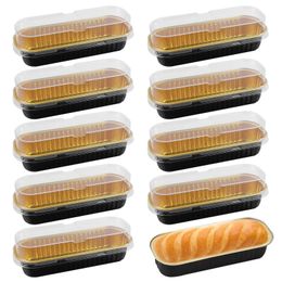 Baking Moulds 50pcs Aluminum Foil With Lids Tins Liners Muffin Disposable Cheesecake Mini Loaf Baking Pan Cupcake Flans For Bread Rectangle 231018