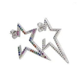 Stud Earrings 2023 Fashion Top Quality Wholesale Star Shape Micro Pave Multi Cz Earring Cute Girl Party Christmas Gift Charm Jewellery