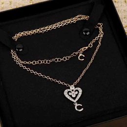 2023 Luxury quality charm pendant long chain pendant necklace with diamond and heart shape style in two colors plated have stamp box PS4718A