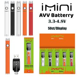 Imini Battery Kit Slim Pen 510 Thread Batteries VV 380mAh Preheat for D8 D9 D10 Oil Carts with USB Charger Black Red White Orange Silver Colors Cartridges Cart Batterry