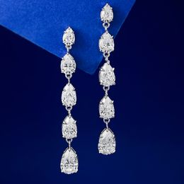 Classis Lady Moissanite Diamond Dangle Earring 100% Real 925 Sterling Silver Jewellery Engagement Wedding Drop Earrings for Women